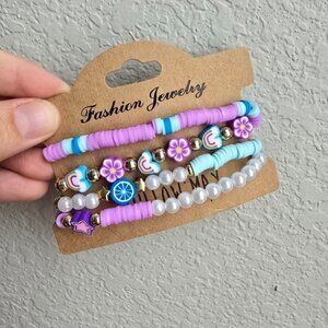Willow May Purple Blue Pastel Beaded Bracelets Set